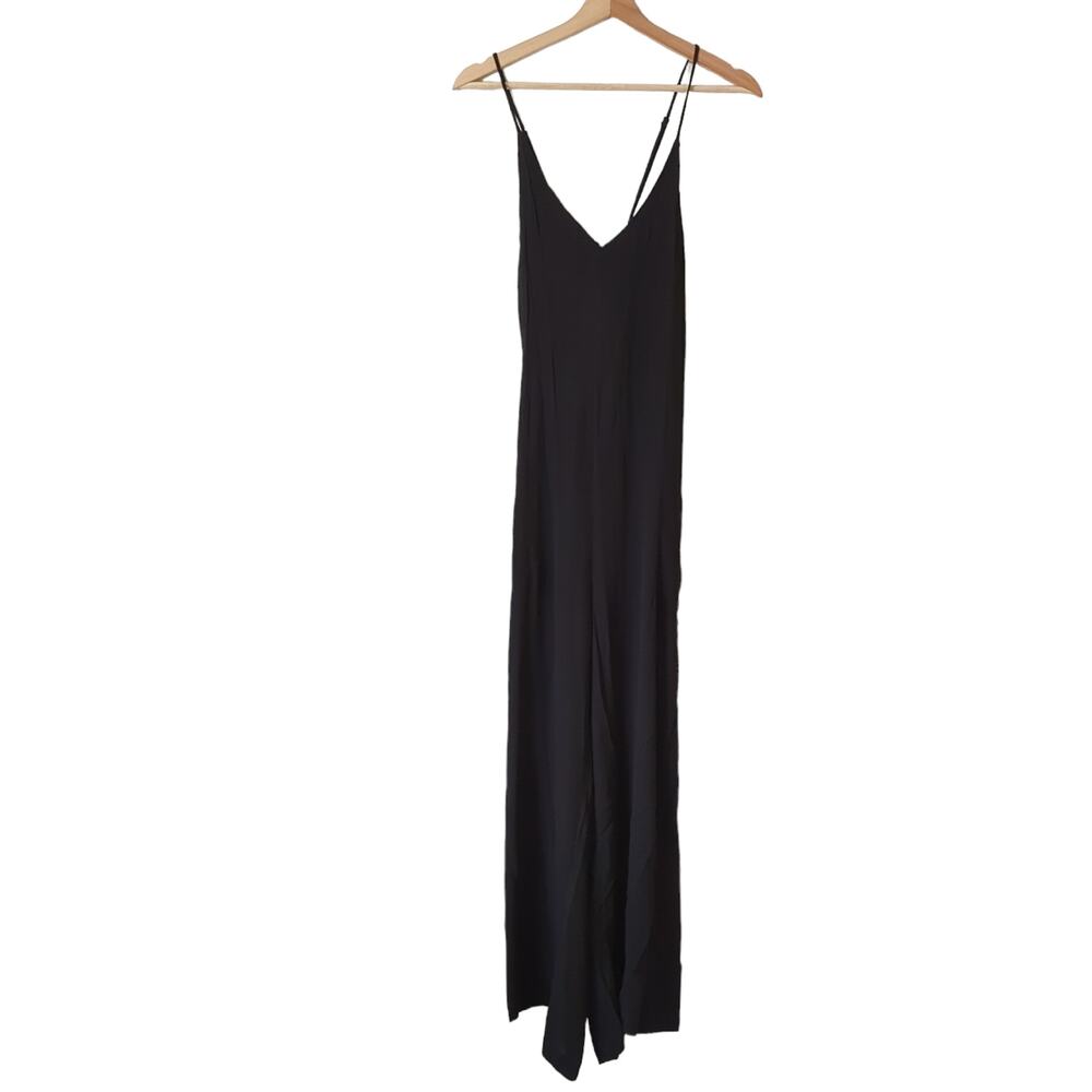 Whimsy + Row Womens V-neck Black Romper Jumpsuit Cropped Organic Size Large EUC